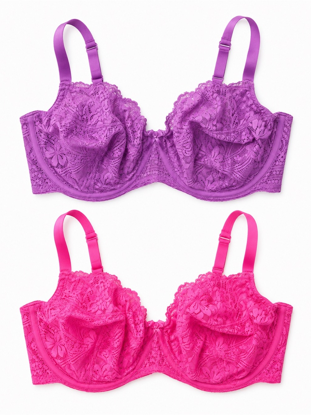 Cacique 40 E Lace Underwire Bra - Purple and Hot Pink